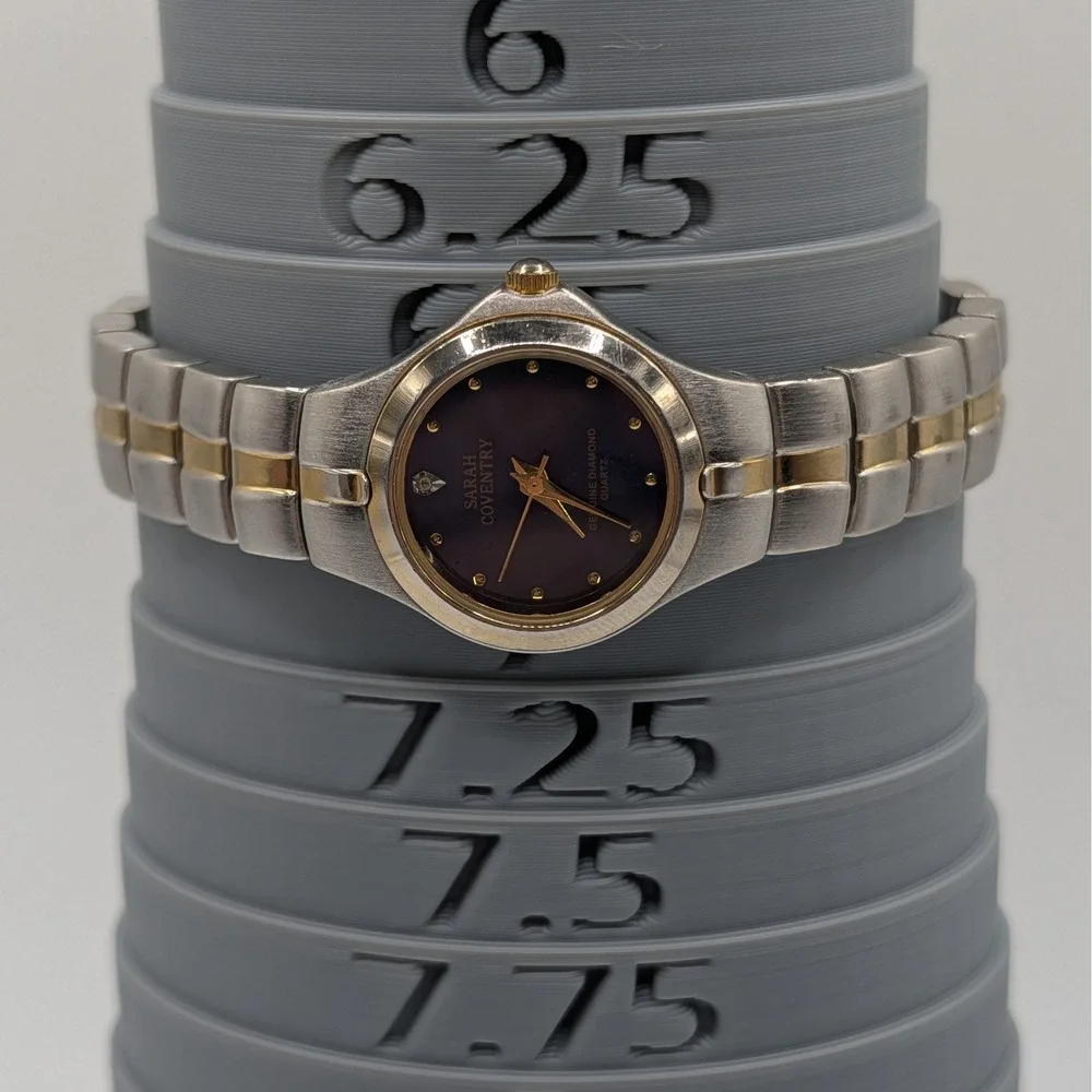 Sarah Coventry Blue Sunburst Dial Diamond‎ Accent Quartz Watch Two Tone 24mm